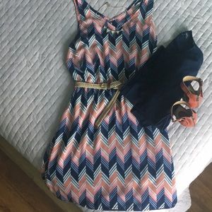Colorful Chevron Print Dress